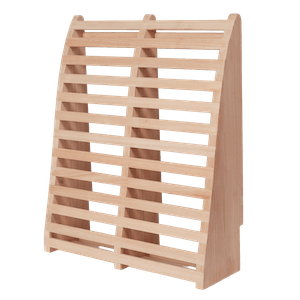 A wooden sauna backrest